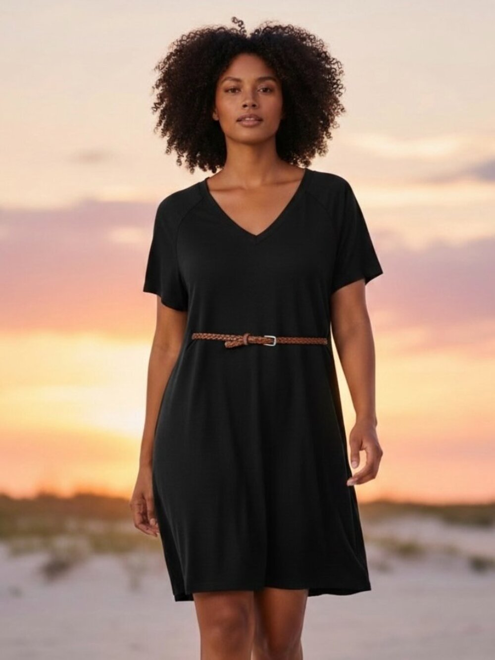 NEW Nine West Dress Women’s Sz XL black V-neck A-line short sleeve NWT